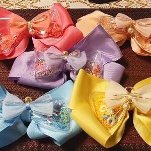 No Boundaries Pastel Satin Hair Bows with Decorative Embellishments